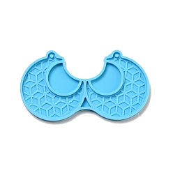 Deep Sky Blue DIY Pendant Silicone Molds, Resin Casting Molds, For UV Resin, Epoxy Resin Jewelry Making, Moon, Deep Sky Blue, 50x92x3.5mm, Hole: 2mm, Inner Diameter: 48x43mm