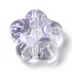 Lilac Transparent Glass Beads, Plum Blossom Flower, Lilac, 12.5x13x5.5mm, Hole: 1.2mm