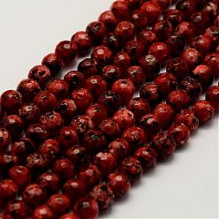 Brique Rouge Labradorite naturelle rangées de perles, teints et chauffée, ronde, facette, firebrick, 6mm, Trou: 0.5mm, Environ 64 pcs/chapelet, 14.9 pouce (38 cm)