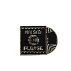 Others Music Theme Enamel Pins, Alloy Brooch, Vinyl Record, Packaging: 60x40mm