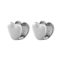 Stainless Steel Color Heart 304 Stainless Steel Hoop Earrings for Women, Stainless Steel Color, 14x16mm