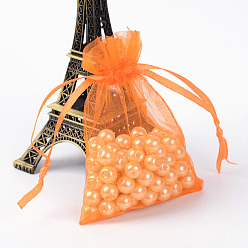 Rouge Orange Sacs-cadeaux en organza avec cordon de serrage, pochettes à bijoux, fête de mariage sacs-cadeaux de faveur de noël, rouge-orange, 7x5 cm