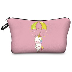 Бледно-Розовый Водонепроницаемая сумка для хранения косметики из полиэстера с рисунком единорога, многофункциональная дорожная туалетная сумка, клатч на молнии женский, розовый жемчуг, 22x13.5 см