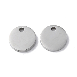 Stainless Steel Color 304 Stainless Steel Charms, Stamping Blank Tag, Flat Round Charm, Stainless Steel Color, 8x1.3mm, Hole: 1.2mm