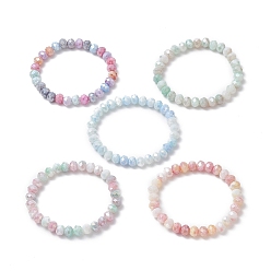 Mixed Color Glass Rondelle Beaded Bracelets for Women, Mixed Color, Inner Diameter: 2 inch(4.95cm)