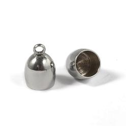 Stainless Steel Color 304 Stainless Steel Cord Ends, End Caps, Stainless Steel Color, 14x10mm, Hole: 2.5mm, Inner Diameter: 8mm