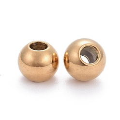 Golden 201 Stainless Steel Beads, with Rubber Inside, Slider Beads, Stopper Beads, Round, Golden, 10x8mm, Hole: 4mm, Rubber Hole: 3mm