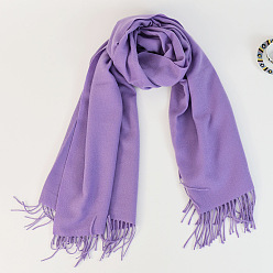 Средний Фиолетовый Женский длинный клетчатый шарф из полиэстера с имитацией кашемира и кисточками, зима/осень теплые большие мягкие шали в шотландскую клетку, средне фиолетовый, 2000x650 мм