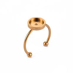 Oro 201 ajustes del anillo de la almohadilla del puño de acero inoxidable, Corte con laser, dorado, Bandeja: 8 mm, tamaño de EE. UU. 8 (18 mm)