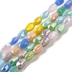 Coloré Perles en verre electroplate, de couleur plaquée ab , facette, larme, colorées, 6.5x4.5x3.5mm, Trou: 0.7mm, Environ 65 pcs/chapelet, 16.14'' (41 cm)
