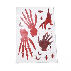 Palm Pattern Halloween Theme PVC Static Stickers, Waterproof Horrible Static Cling Decals for Window Decoration, Palm Pattern, 296x199x0.2mm, Stickers: 20~165x15~81mm