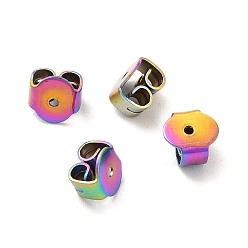 Rainbow Color Ion Plating(IP) 304 Stainless Steel Friction Ear Nuts, Rainbow Color, 5x5x3.5mm, Hole: 1mm