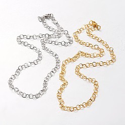 Mixed Color Boy's 304 Stainless Steel Rolo Chain Necklace, with Lobster Claw Clasps, Mixed Color, 17.71 inch(45cm)