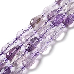 Amethyst Natural Amethyst Beads Strands, Faceted, Teardrop, 12~16.5x7.5~8.5mm, Hole: 0.8mm, about 20~21pcs/strand, 14.96~15.63''(38~39.7cm)