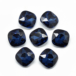 Prusia Azul Señaló hacia cabujones de diamantes de imitación de cristal, facetados, espalda plateada, plaza, null, 10x10x4.5 mm