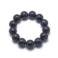 Blue Goldstone Synthetic Blue Goldstone Beads Stretch Bracelets, Round, 1-7/8 inch(4.8cm), Bead: 6mm