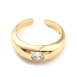 Настоящее золото 18K Массивное открытое кольцо-манжета из прозрачного кубического циркония для женщин, без кадмия, без никеля и без свинца, реальный 18 k позолоченный, размер США 6 1/2 (16.9 мм)