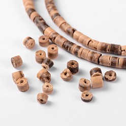 Noix De Coco Noix de coco naturelle brins colonne de perles, 3~4x1.5~5mm, Trou: 1mm, Environ 208 pcs/chapelet, 23.6 pouce
