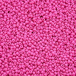 Perlas de Color Rosa 8/0 calificar unas cuentas redondas de semillas de vidrio, pintura para hornear, rosa perla, 3x2 mm, agujero: 1 mm, sobre 10000 unidades / libra