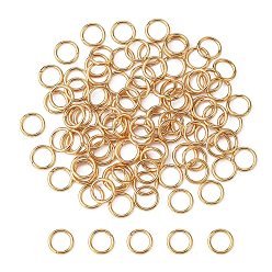 Real 18K Gold Plated 304 Stainless Steel Jump Rings, Open Jump Rings, Round Ring, Real 18K Gold Plated, 21 Gauge, 6x0.7mm, Inner Diameter: 4.6mm
