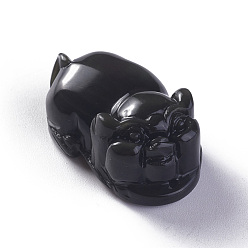 Obsidienne Pendentifs en obsidienne naturelles, 3 d charmes de porc, 31x18x14.5mm, Trou: 1.2mm