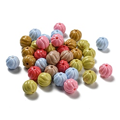 Mixed Color Baking Painted Opaque Acrylic Beads, Pumpkin, Mixed Color, 14.5x16x16mm, Hole: 2.6mm