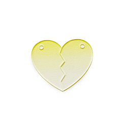 Светло-хаки Заготовки для брелоков с акриловыми дисками градиентного цвета, с шариковыми цепями случайного цвета, разбитое сердце, светлый хаки, разбитое сердце: 41.5x25.5x2мм