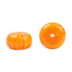 Dark Orange Resin Imitation Amber Beads, Flat Round/Disc, Dark Orange, 16.5~17x8.5~9mm, Hole: 2~2.3mm