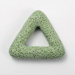 Pale Green Synthetic Lava Rock Big Triangle Pendants, Dyed, Pale Green, 51x56x11mm, Hole: 18x20mm