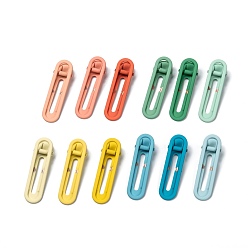 Mixed Color Spray Painted Alloy Alligator Hair Clips Set, Matte Style, Oval, Mixed Color, 60x18x11.5mm, 3pcs/card, 4cards/set, 12pcs/set