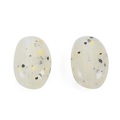 Light Yellow Marbled Stone Style Opaque Acrylic Beads, Oval, Light Yellow, 14~14.5x9~9.5x5~5.5mm, Hole: 1.8mm