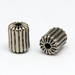 Stainless Steel Color 304 Stainless Steel Corrugated Beads, Column, 8x5mm, Hole: 1mm