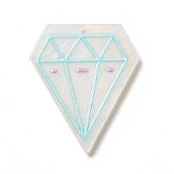 Diamond Printed Opaque Acrylic Pendants, Diamond Pattern, 34x28.5x2mm, Hole: 1.4mm
