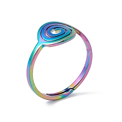 Rainbow Color Chapado de iones (ip) 201 anillo ajustable de vórtice de acero inoxidable para mujer, color del arco iris, tamaño de EE. UU. 6 1/2 (16.9 mm)