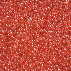 Orange Foncé 12/0 grader des perles de rocaille en verre rondes, couleurs transparentes lustered, orange foncé, 12/0, 2x1.5mm, Trou: 0.3mm