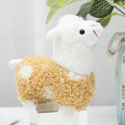 Goldenrod Cute Plush PP Cotton Alpaca Doll Pendant Decorations, Alloy Keychain, Goldenrod, 11x5.5cm