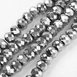 Gainsboro Electroplate Glass Beads, Faceted, Rondelle, Gainsboro, 8x5mm, Hole: 3mm