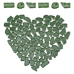 Green Porcelain Mosaic Tiles, Irregular Shape Mosaic Tiles, for DIY Mosaic Art Crafts, Picture Frames and More, Green, 5~30x5~20x4mm, about 77pcs/200g, 200g/bag