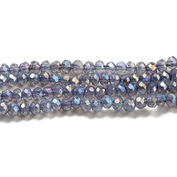 Gris Ardoise Brins de perles de verre peint à cuisson transparente, couleur ab , facette, ronde, gris ardoise, 2.5x2mm, Trou: 0.7mm, Environ 148~152 pcs/chapelet, 12.05~12.36 pouce (30.6~31.4 cm)