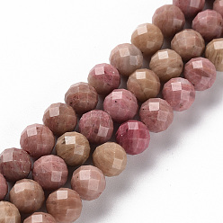 Rhodochrosite Rhodochrosite naturelles brins de perles, ronde, facette, 8mm, Trou: 1.2mm, Environ 48 pcs/chapelet, 15.35 pouce (39 cm)