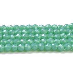Vert De Mer Clair Brins de perles de verre imitation jade, ronde à facettes, vert de mer clair, 2x2mm, Trou: 0.6mm, Environ 184 pcs/chapelet, 14.49'' (36.8 cm)