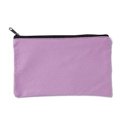 Plum Rectangle Canvas Jewelry Storage Bag, with Black Zipper, Cosmetic Bag, Multipurpose Travel Toiletry Pouch, Plum, 20x13x0.3cm
