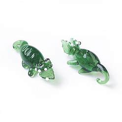 Verde Decoraciones para el hogar, hechos a mano decoraciones de visualización de cristal murano, cocodrilo, verde, 34~37x14~16x11~13 mm