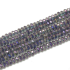 Средний Фиолетовый Стеклянные бусины с гальваническим покрытием , граненые, рондель, средне фиолетовый, 2.5x1.5 мм, отверстие : 0.8 мм, около 160~165 шт / нитка, 13.78 дюйм ~ 14.17 дюйм (35~36 см)