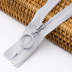 Argent Fermetures à glissière en polyester pour accessoires de vêtement, anneaux de levage de fermeture à glissière en résine pour sacs à coudre, argenterie, 25 cm