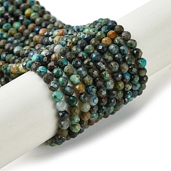 Chrysocolle Chapelets de perles chrysocolla naturelles , facette, ronde, 3mm, Trou: 0.7mm, Environ 124~126 pcs/chapelet, 15.43'' (39.2 cm)