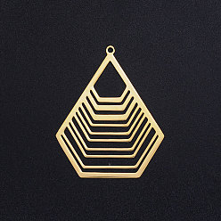 Golden 201 Stainless Steel Pendants, Polygon, Golden, 40x32.5x1mm, Hole: 1.6mm