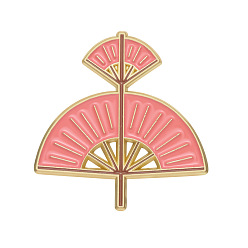 Light Coral Alloy Double Fan Brooches, Enamel Pins, Women's Clothing Accessories, Light Coral, 30x29mm