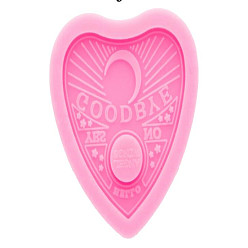 Rose Chaud Moules en silicone pour bricolage, pendentif cœur avec mot, moules de résine, pour la résine UV, fabrication de bijoux en résine époxy, Saint Valentin, rose chaud, 72x65mm
