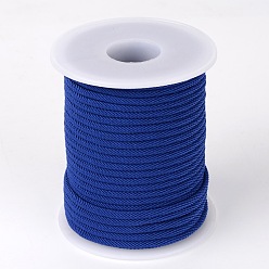Blue Round Polyester Cords, Blue, 3mm, about 21.87 yards(20m)/roll